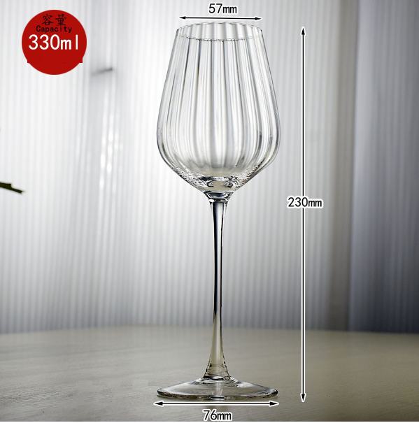 New style [1 piece] crystal glass vertical stripe cup (item number/capacity: red wine glass 330ml)