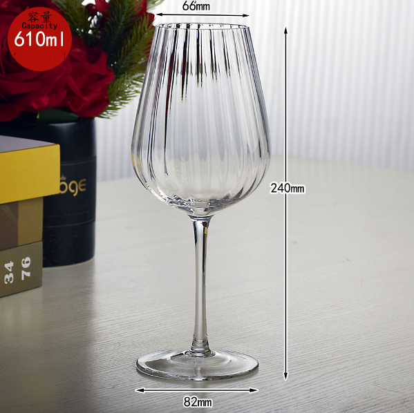 New style [1 piece] crystal glass vertical stripe cup (item number/capacity: red wine glass 610ml)