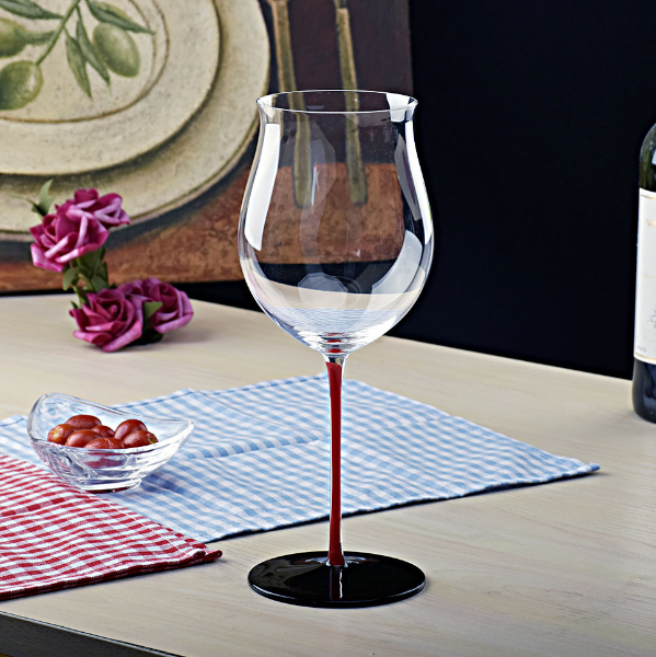 New model [1 piece] crystal color red wine glass (capacity/item number: 950ml/red stem and black bottom)