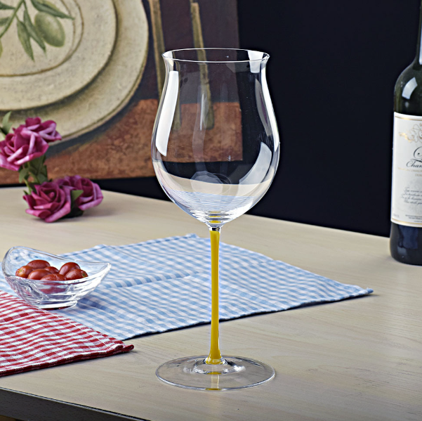New model [1 piece] crystal color red wine glass (capacity/item number: 950ml/yellow stem with open bottom)