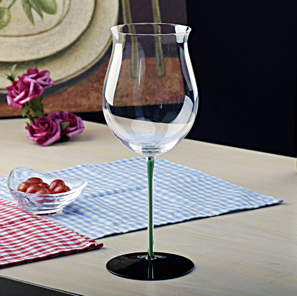 New style [1 piece] crystal color red wine glass (capacity/item number: 950ml/green stem, black bottom)
