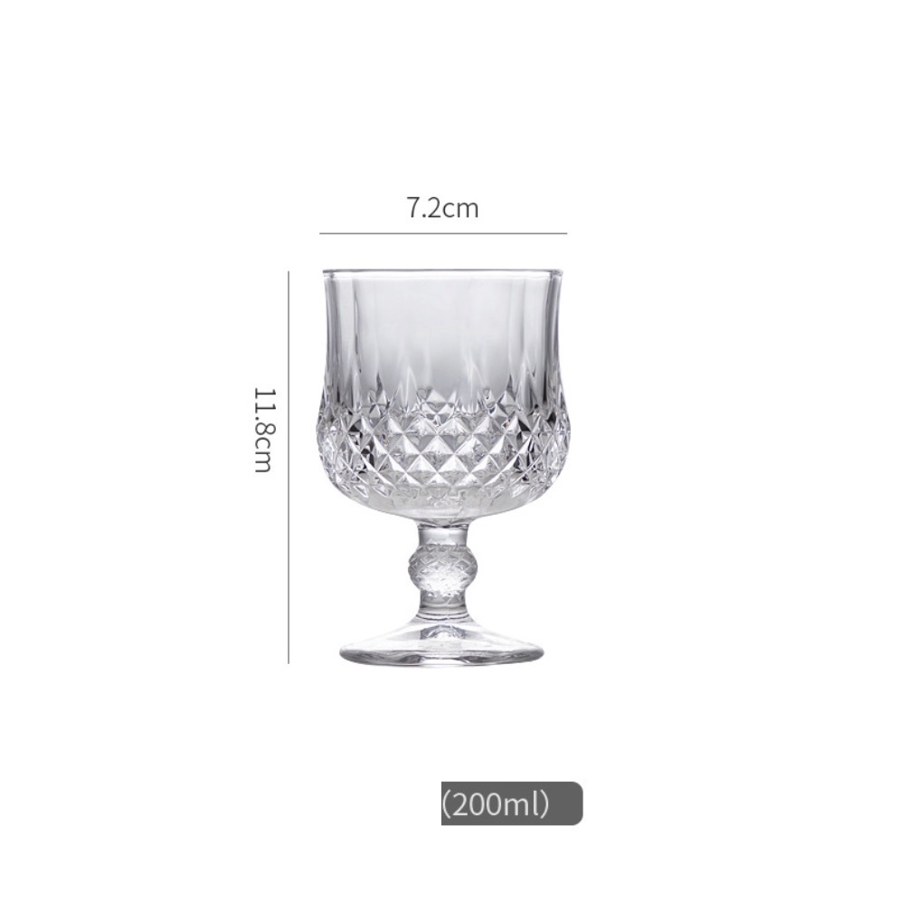 Hot selling European wine glass crystal glass stemware (No. 5 diamond short stemmed glass 200ml-[2 pieces])