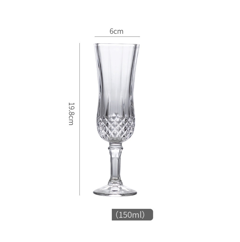 Hot Selling European Wine Glass Crystal Glass Goblet (No. 9 Diamond Champagne Glass 150ml-[2 Pack])