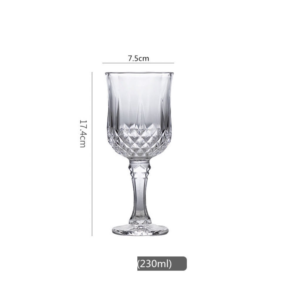 Hot Selling European Wine Glass Crystal Glass Goblet (No. 8 Diamond Red Wine Glass 230ml-[2 Pack])