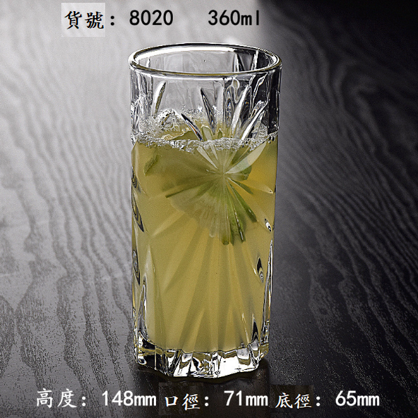 熱賣【1個】水晶玻璃果汁杯（貨號/容量：8020 360ml）