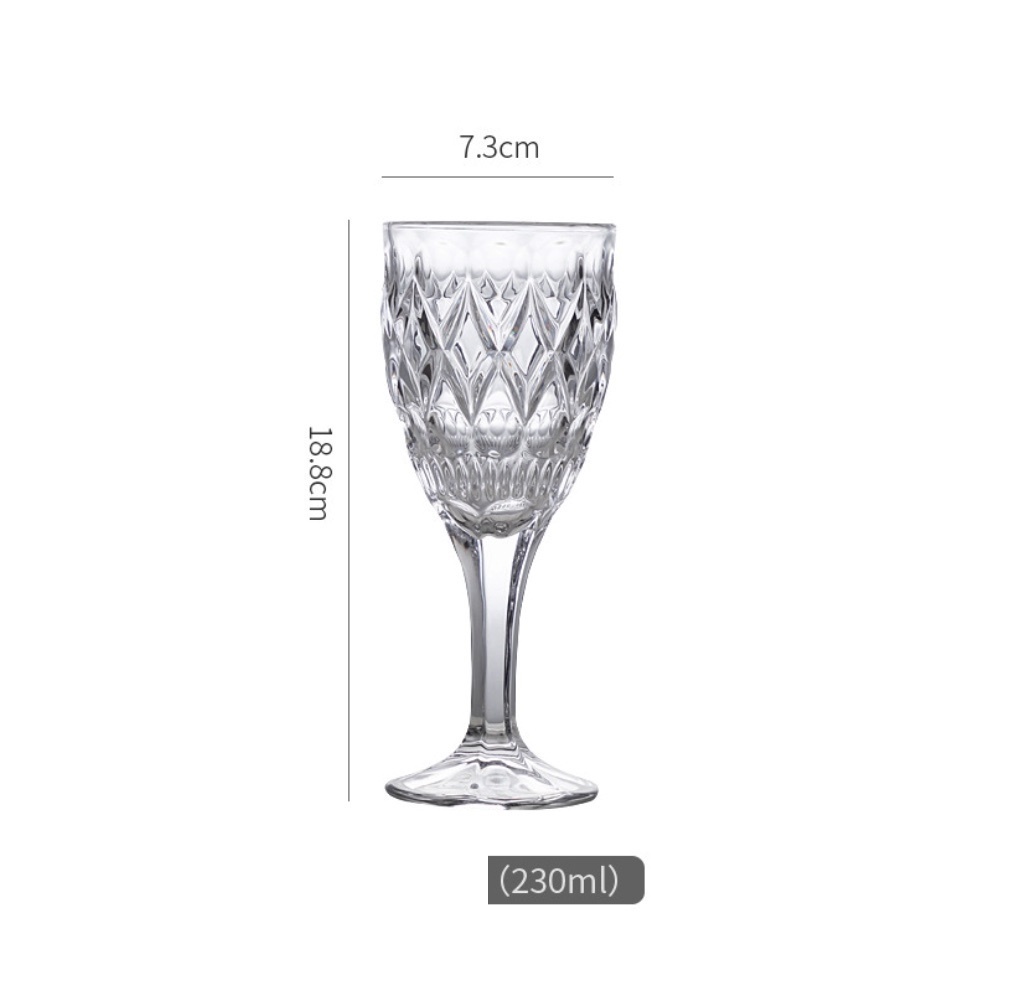 Hot Selling European Wine Glass Crystal Glass Goblet (No. 14 Sword Pattern Red Wine Glass 230ml - [Pack of 2])