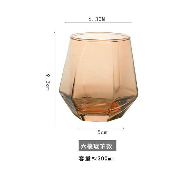 熱賣【1個】六棱水杯威士忌杯（貨號：琥珀色）