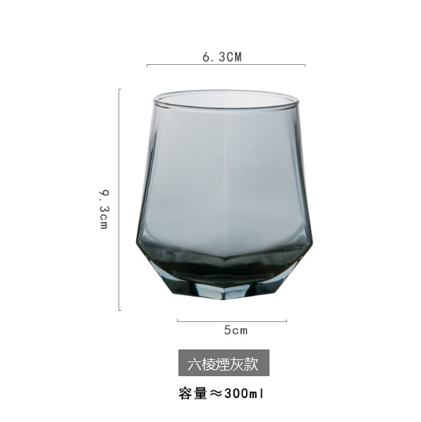 熱賣【1個】六棱水杯威士忌杯（貨號：煙灰色）