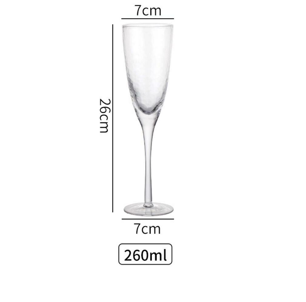 熱賣錘紋玻璃杯 紅酒杯 葡萄酒杯 氣泡杯（錘紋起泡杯260ml-【2個裝】）