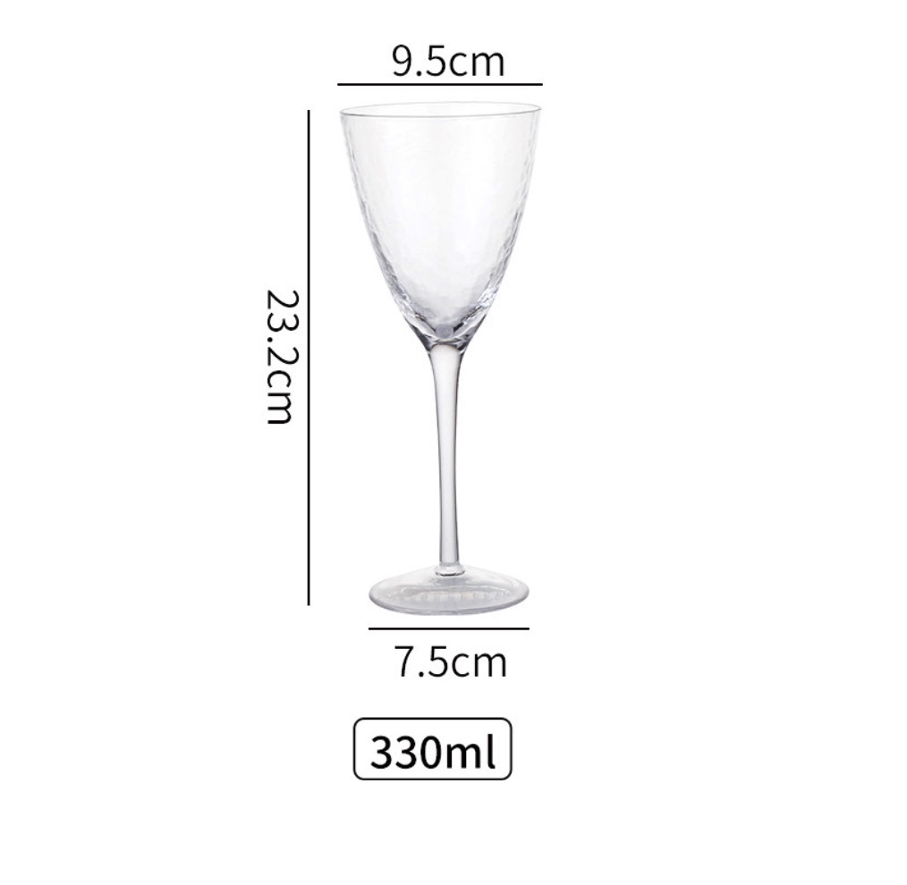 熱賣錘紋玻璃杯 紅酒杯 葡萄酒杯 氣泡杯（錘紋雞尾酒杯（大號）330ml-【2個裝】）