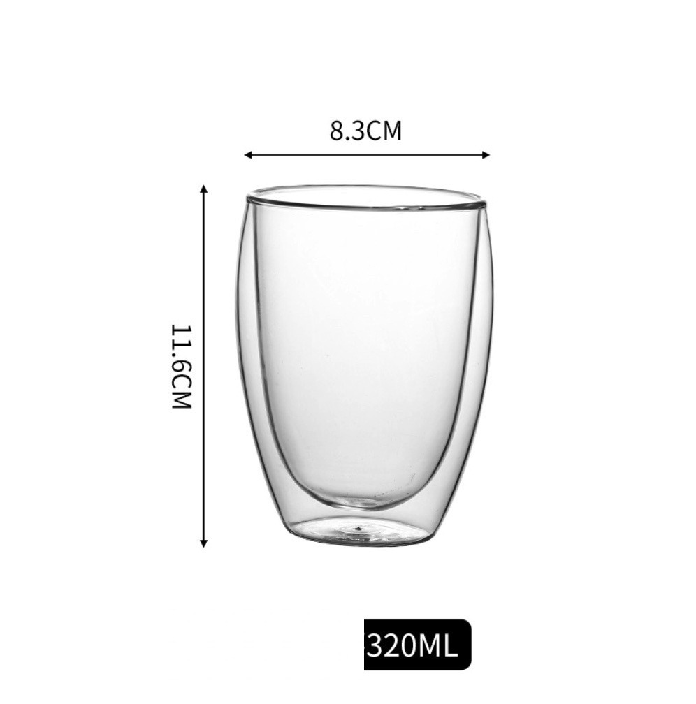 Hot selling simple double-layer insulated transparent glass (double-layer cup 320ml-[2 pieces])