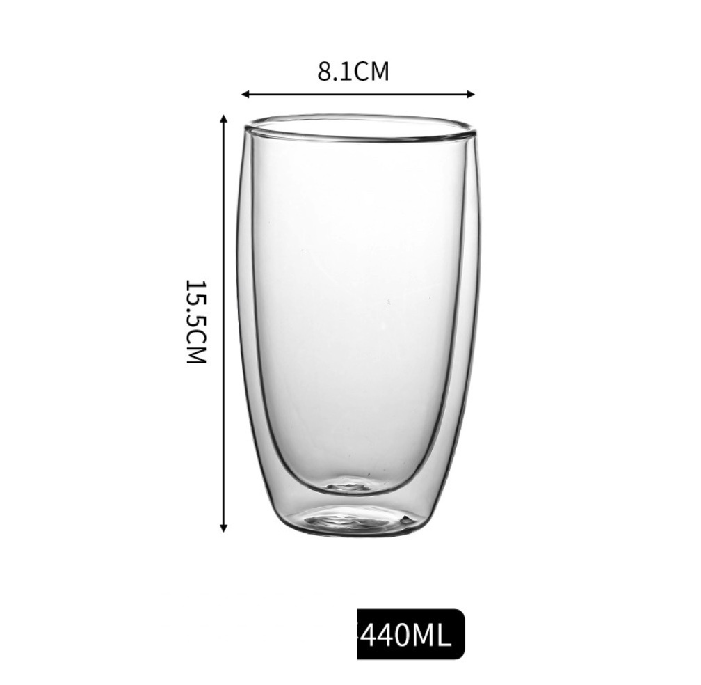 Hot selling simple double-layer insulated transparent glass (double-layer cup 440ml-[2 pack])
