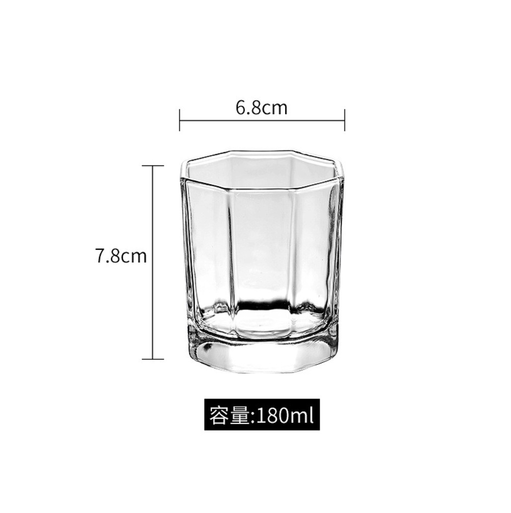 熱賣八角水杯玻璃杯大容量果汁杯（八角形水杯矮款180ml-【2個裝】）