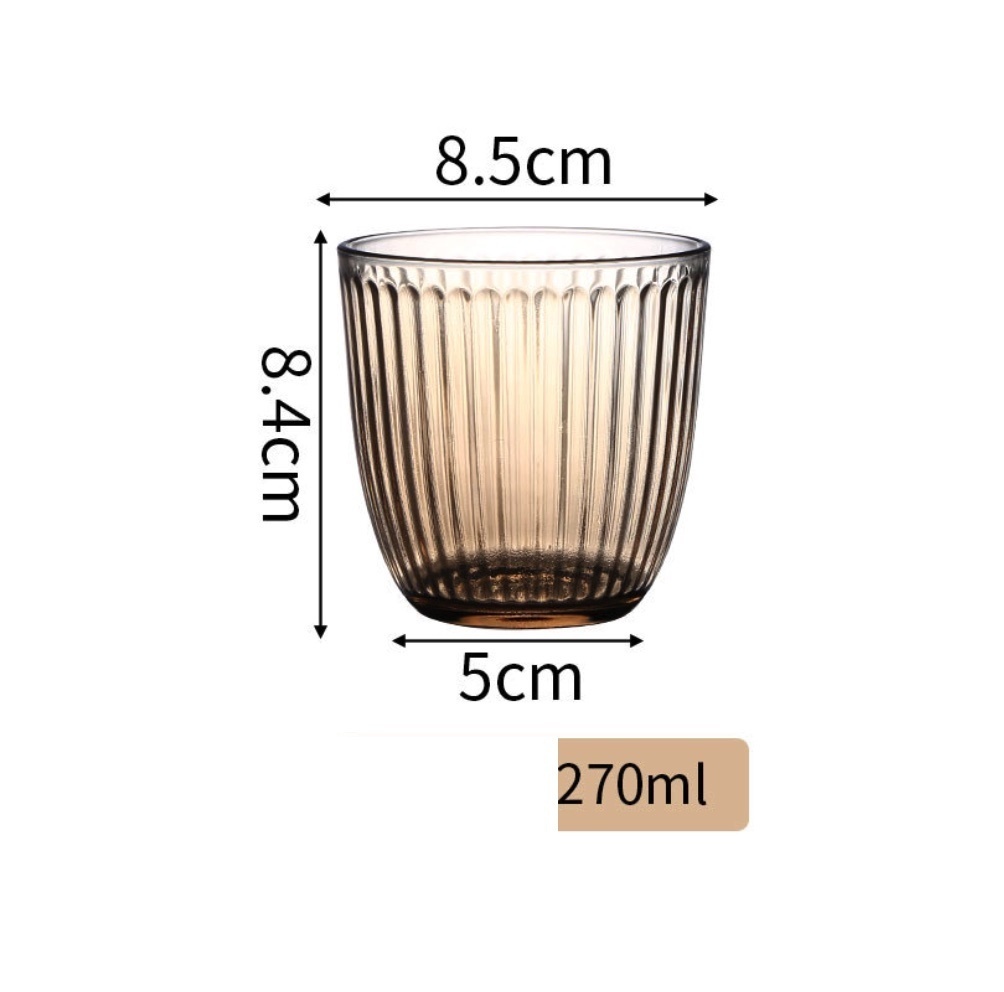 熱賣簡約細條紋水杯咖啡杯（矮款琥珀-【2個裝】）