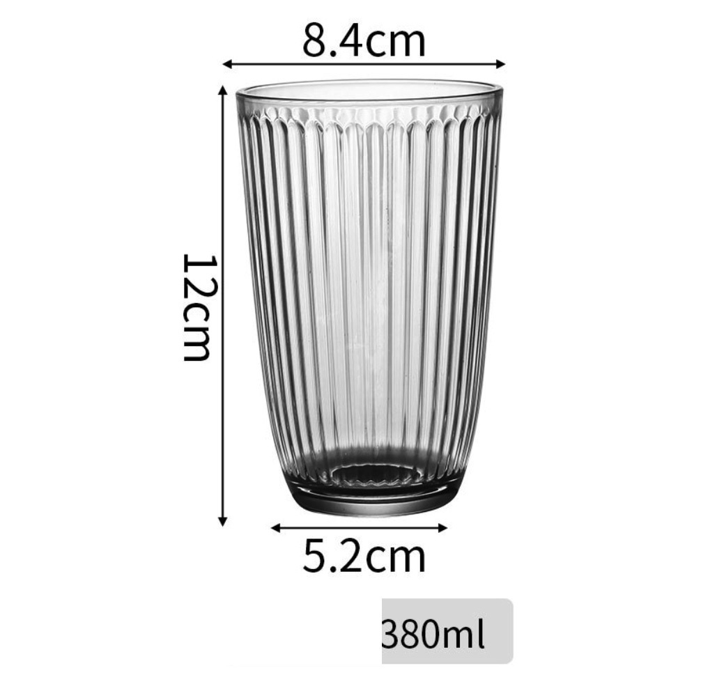 熱賣簡約細條紋水杯咖啡杯（高款透明-【2個裝】）