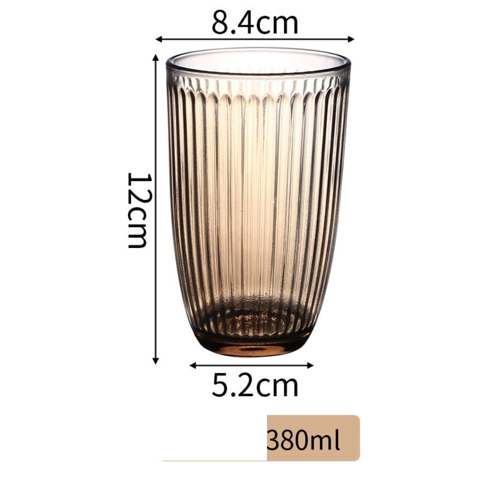 熱賣簡約細條紋水杯咖啡杯（高款琥珀-【2個裝】）