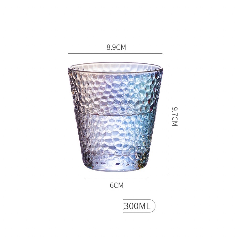 熱賣耐高溫金邊炫彩玻璃杯（幻彩錘紋杯矮款小號300ml-【1個裝】）