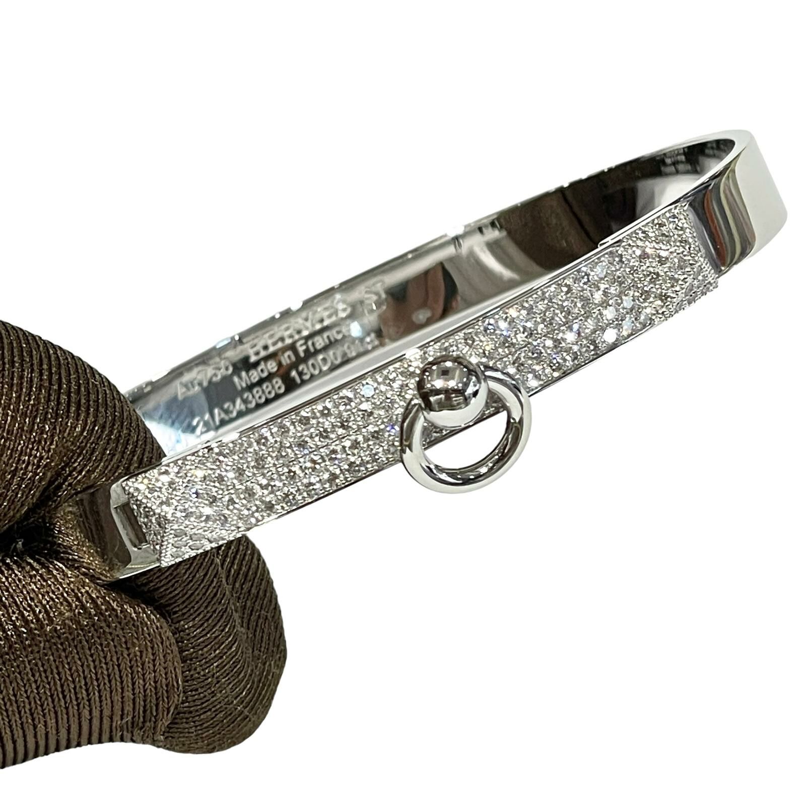 全新HERMES手鐲,白金鑽石 ST碼, Collier de Chien bracelet, small model #BRAND NEW #香榭站正品