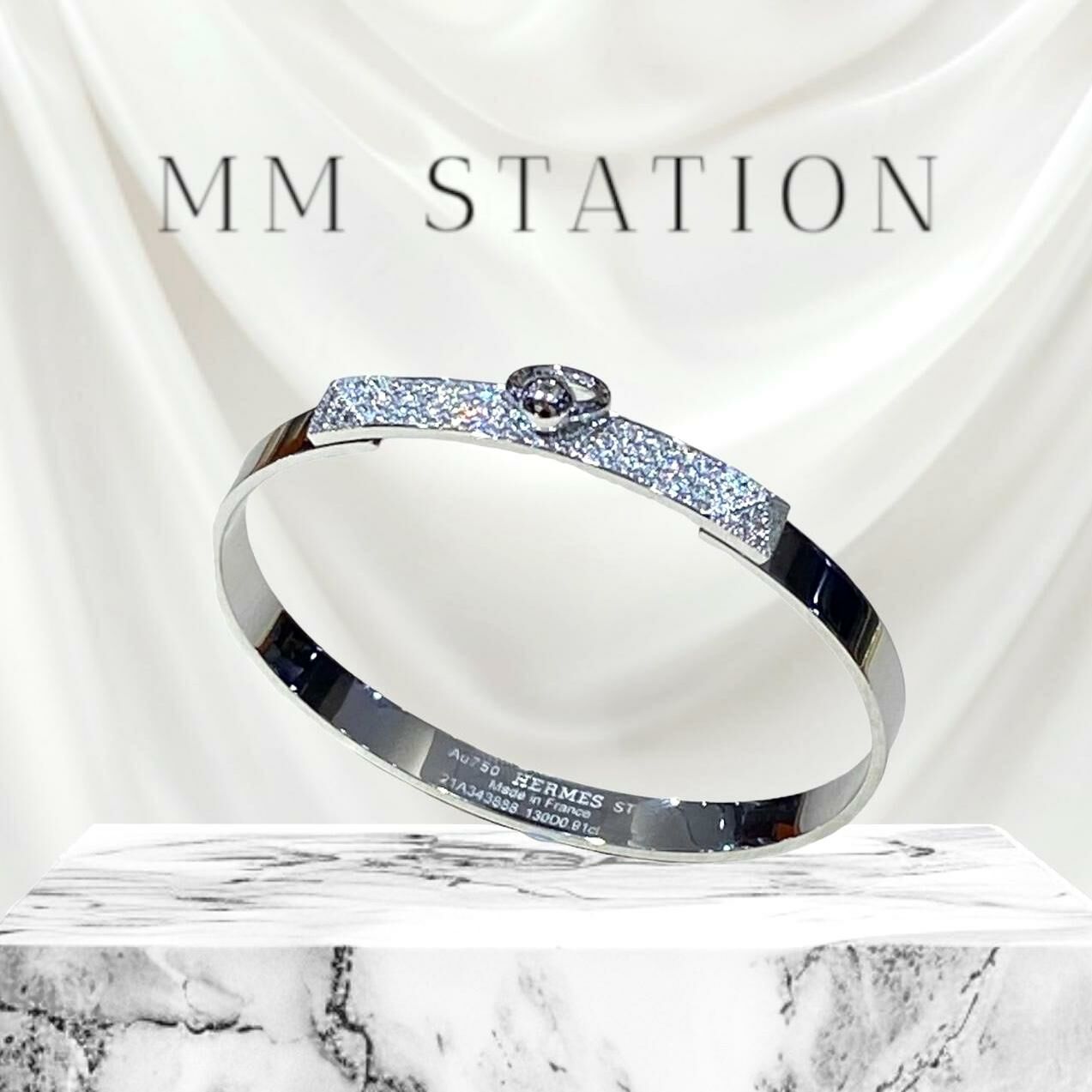 全新HERMES手鐲,白金鑽石 ST碼, Collier de Chien bracelet, small model #BRAND NEW #香榭站正品