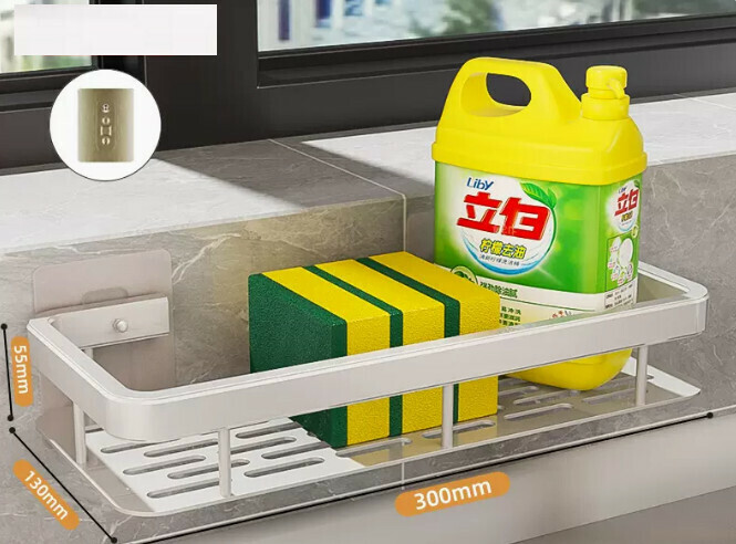 Popular rag rack kitchen storage rack [silver corners (thickened guardrails + enlarged adhesive-free stickers)
