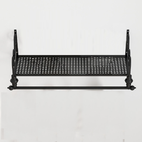 Popular iron wall storage rack bathroom towel rack clothes hanger (black, 60*27*31cm)