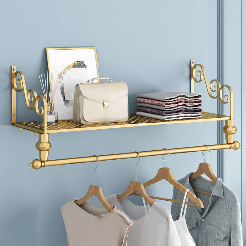 Popular iron wall rack bathroom towel rack clothes hanger (gold, 60*27*31cm)