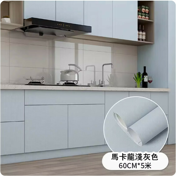 爆款（60cm*5米）自粘廚房防油貼紙 傢俱貼膜 防水防潮牆貼【淺灰色】