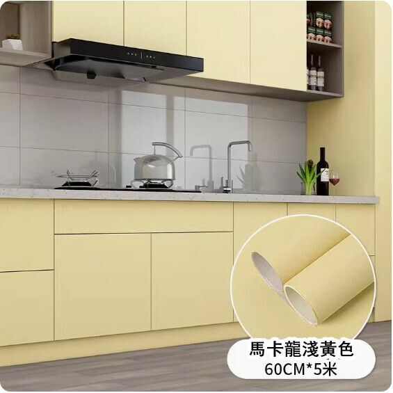 爆款（60cm*5米）自粘廚房防油貼紙 傢俱貼膜 防水防潮牆貼【淺米黃】