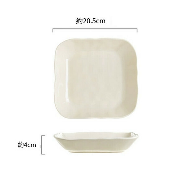 Hot recommended ceramic plate household dish plate deep plate rice bowl soup bowl tableware bowl plate (8-inch cream white square plate)