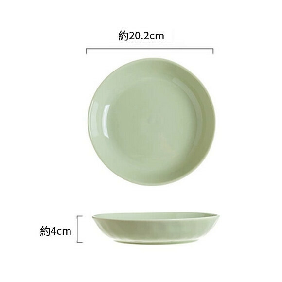 Hot recommended ceramic plates for household dishes, deep plates, rice bowls, soup bowls, tableware bowls and plates (8-inch matcha green disc)
