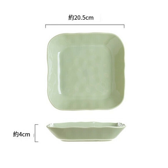Hot recommended ceramic plates for household dishes, deep plates, rice bowls, soup bowls, tableware bowls and plates (8-inch matcha green square plate)