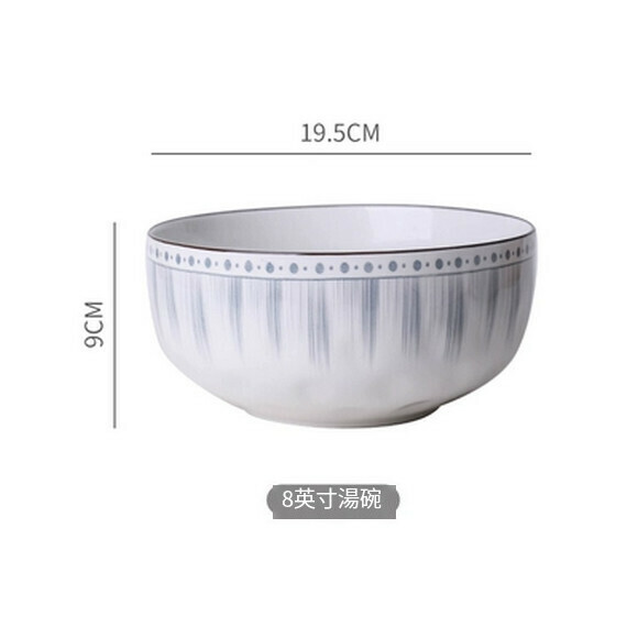 Hot recommended creative bowls, soup plates, household vegetable plates, breakfast plates, fruit plates, ceramic bowls and plates (8-inch soup bowl)
