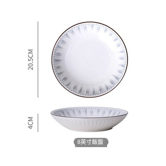 Hot recommended creative bowls, soup plates, household vegetable plates, breakfast plates, fruit plates, ceramic bowls and plates (8-inch rice plate)