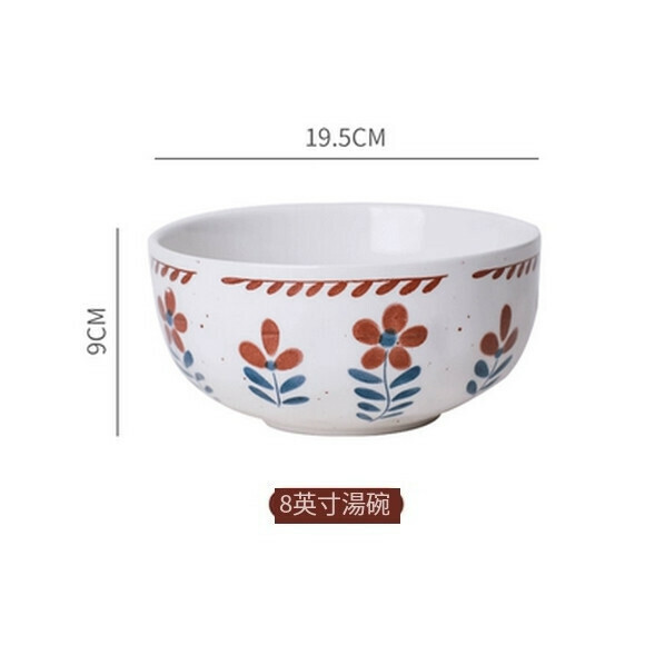 Hot recommended ceramic tableware, household dish plate, steamed fish plate, internet celebrity plate, fruit plate, personalized bowl and plate (8-inch soup bowl)