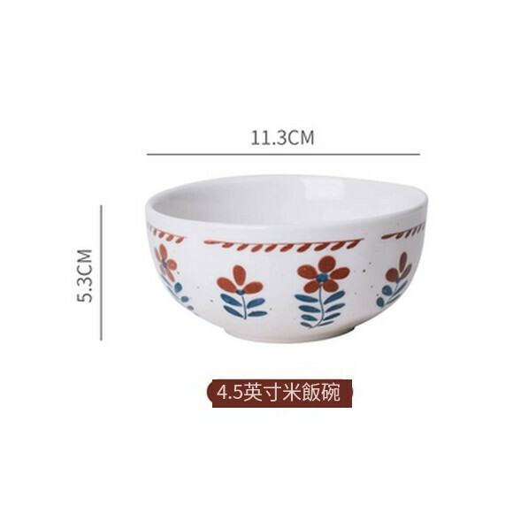 熱推陶瓷餐具家用菜盤蒸魚盤網紅盤子水果盤個性碗碟（4.5寸米飯碗）