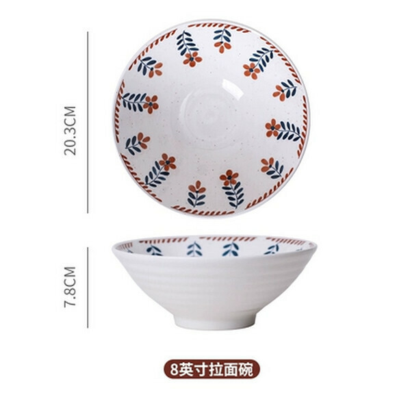 Hot recommended ceramic tableware, household dish plate, steamed fish plate, internet celebrity plate, fruit plate, personalized bowl and plate (8-inch ramen bowl)