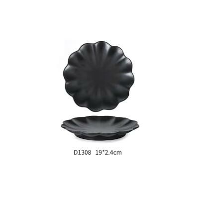 Hot recommended creative melamine black restaurant plate dinner plate (D1308 8 inches)