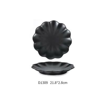 Hot recommended creative melamine black restaurant plate dinner plate (D1309 9 inches)