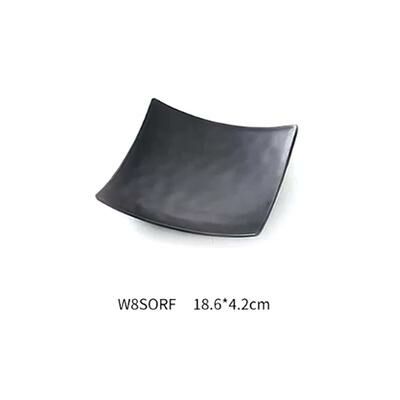 Hot recommended creative melamine black restaurant plate (W8SQRF 8 inches)
