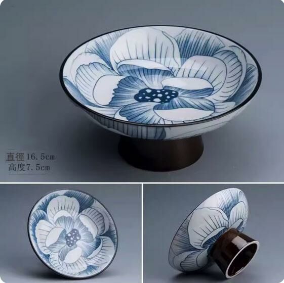 爆款中式水果盤收納盤(青花花開果盤·大號)