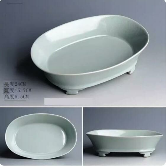 爆款中式水果盤收納盤(汝窯冰裂果盤)