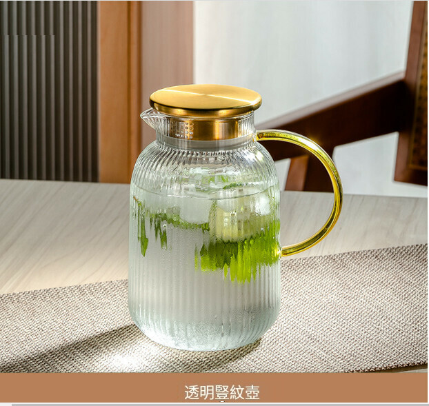 Popular high-temperature glass cold kettle (transparent egg-shaped vertical pattern kettle 1800ML)