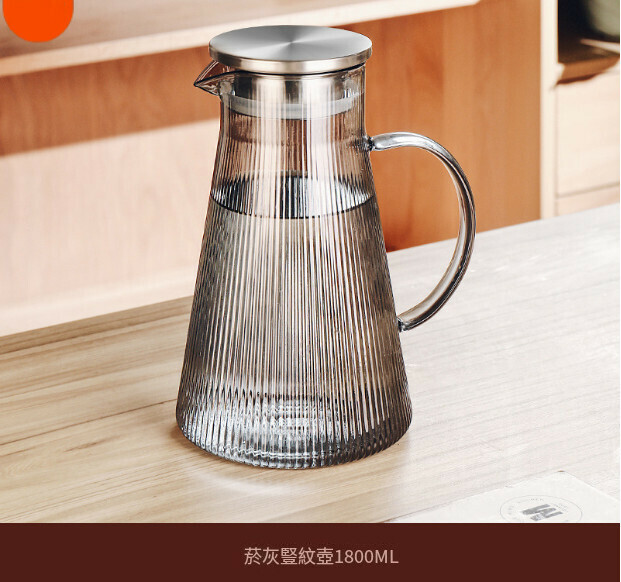 Popular high-temperature glass cold water bottle (ash vertical pattern bottle 1800ML)