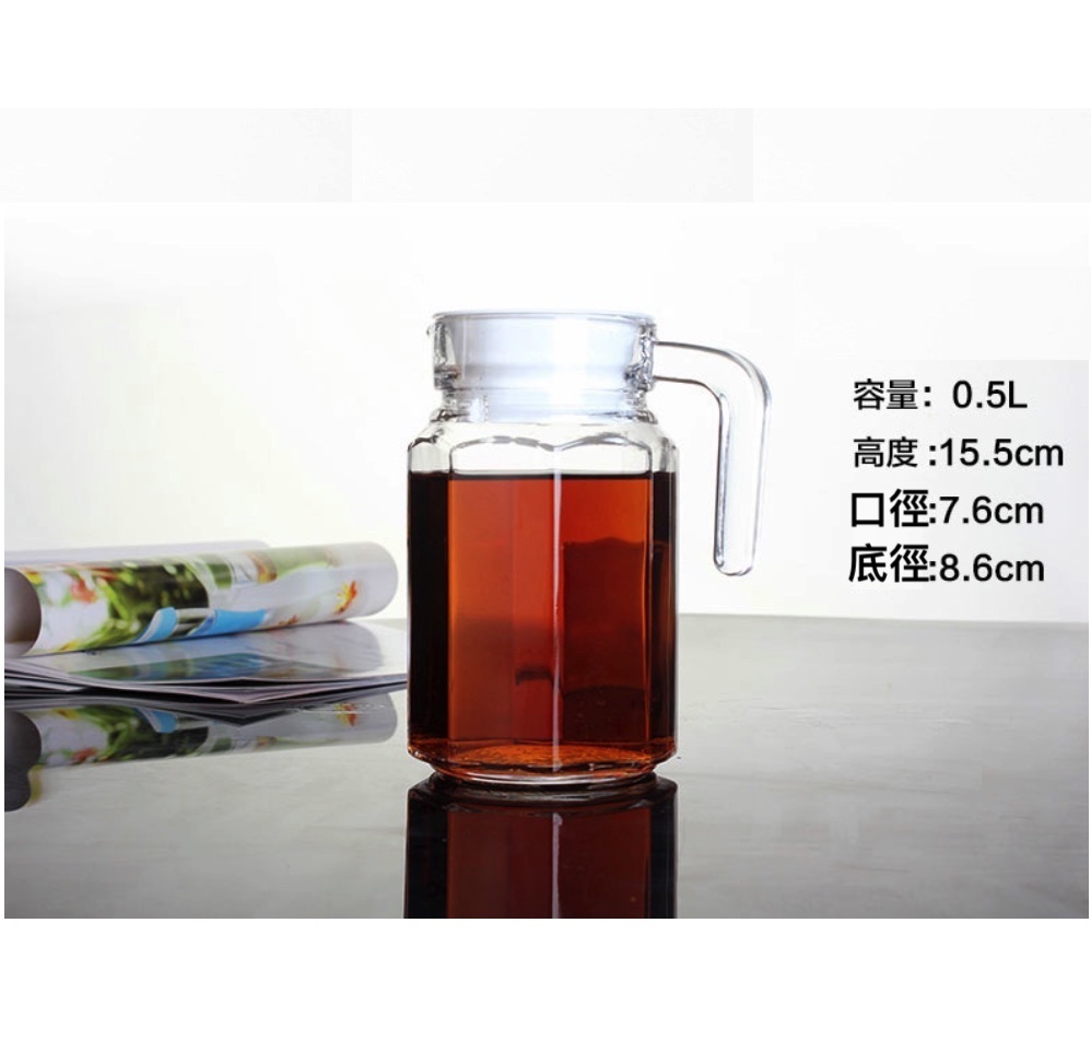 Popular glass cold kettle cold kettle flower teapot (octagonal pot 0.5L-[2 pieces])