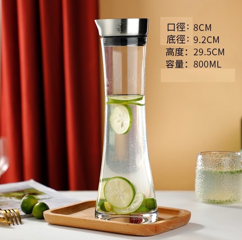 Popular glass cold kettle, household cold kettle, summer heat-resistant and high-temperature water bottle (800ml Eagle Beak Kettle-[2 Pack])
