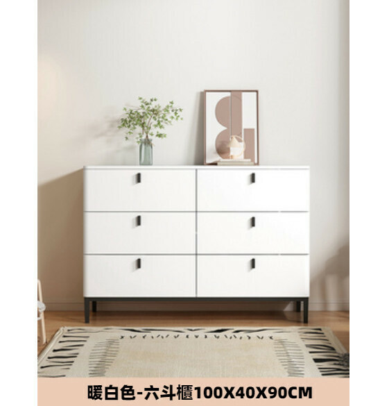 Hot recommended simple six-bucket storage cabinet for bedroom and living room (warm white) [100cm*40cm*90cm]