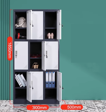 熱推儲物櫃帶鎖(規格：寬邊灰白拆裝九門）（厚度：2.8mm） )