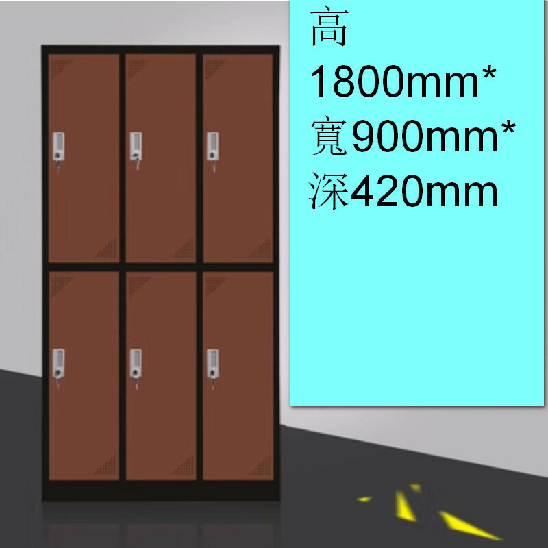 Hot style locker with lock [6 doors in black coffee] [thickness 1.2mm]