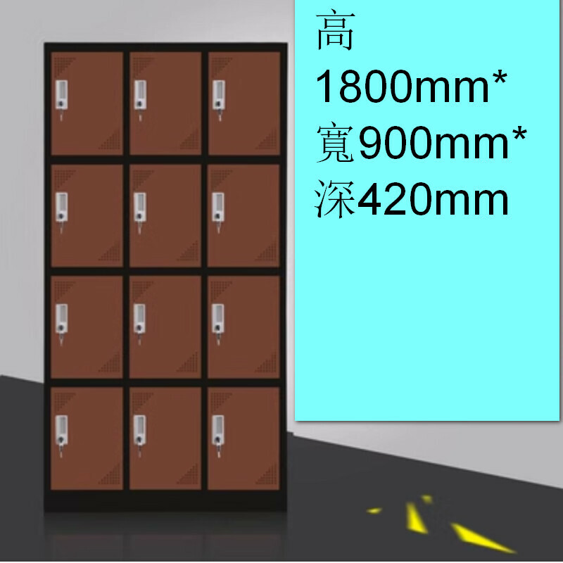 Popular lockable storage cabinet [12 doors in black coffee] [thickness 1.2mm]