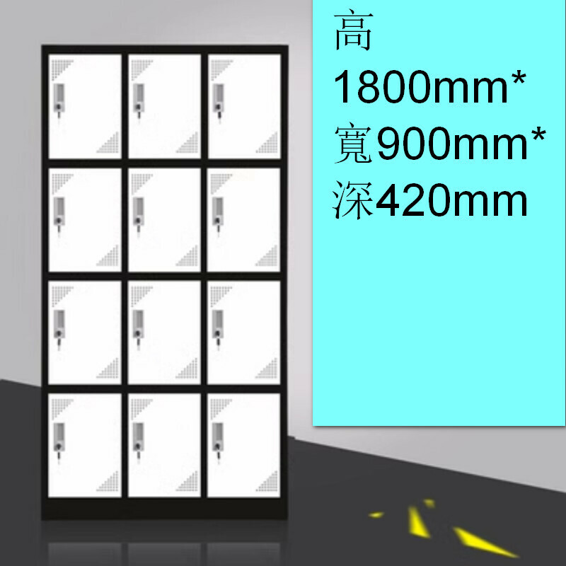 Popular lockable locker [white and black 12 doors] [thickness 1.2mm]